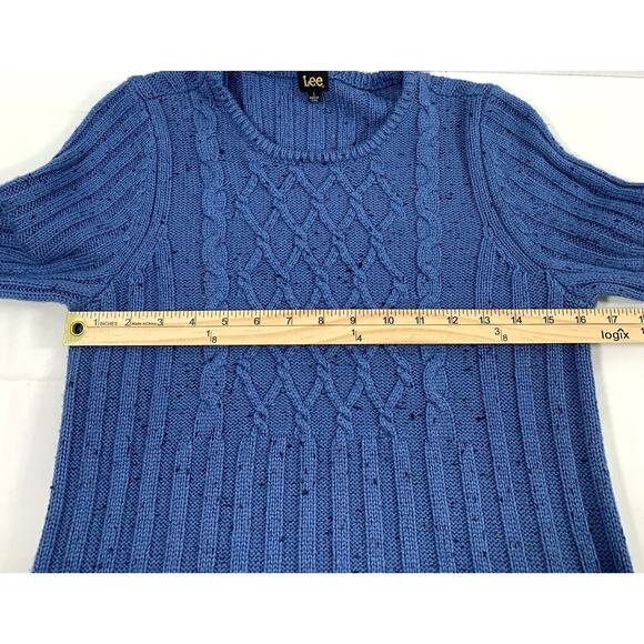 Lee Tunic Sweater Womens Small Blue Ribbed Knit Long Cozy - Picture 6 of 10